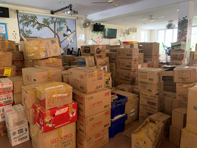 Boxes waiting to be moved